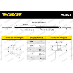 Αμορτισέρ Καπό Monroe ML6024 για Mercedes-Benz M-Class (W164) 7.05 - 12.11