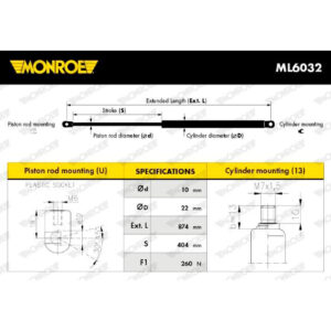 Αμορτισέρ Καπό Monroe ML6032 για Mercedes-Benz SLK (R170) 9.96 - 4.04