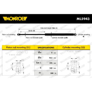 Αμορτισέρ Μπαγκάζ Monroe ML5943 για Chevrolet Spark (M300) 3.10 -, Chevrolet Spark 5.05 -