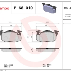 Σετ τακάκια, Δισκόφρενα Brembo P 68 010