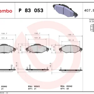 Σετ τακάκια, Δισκόφρενα Brembo P 83 053