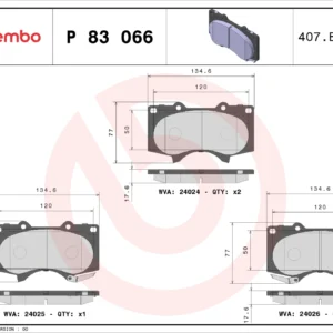 Σετ τακάκια, Δισκόφρενα Brembo P 83 066 Lexus, Toyota, Mitsubishi