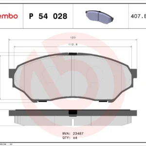 Σετ τακάκια, Δισκόφρενα Brembo P 54 028 για Mitsubishi