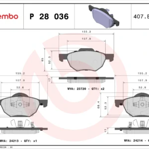 Σετ τακάκια, Δισκόφρενα Brembo P 28 036 για HONDA