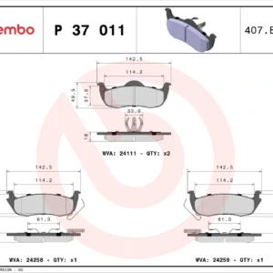 Σετ τακάκια, Δισκόφρενα Brembo P 37 011 για Jeep