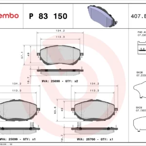 Σετ τακάκια, Δισκόφρενα Brembo P 83 150