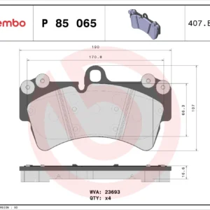 Σετ τακάκια, Δισκόφρενα Brembo P 85 065 Audi, Porsche, VW