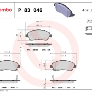 Σετ τακάκια, Δισκόφρενα Brembo P 83 046