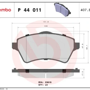 Σετ τακάκια, Δισκόφρενα Brembo P 44 011 για Land Rover
