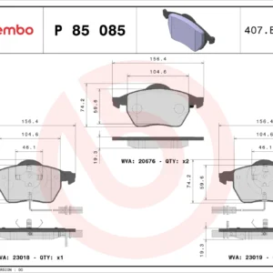 Σετ τακάκια, Δισκόφρενα Brembo P 85 085  για Audi, Seat, Skoda, VW