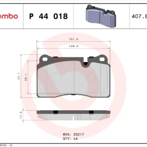 Σετ τακάκια, Δισκόφρενα Brembo P 44 018 για Land Rover