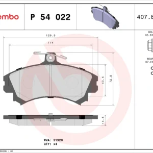 Σετ τακάκια, Δισκόφρενα Brembo P 54 022 για Volvo, Mitsubishi, Proton