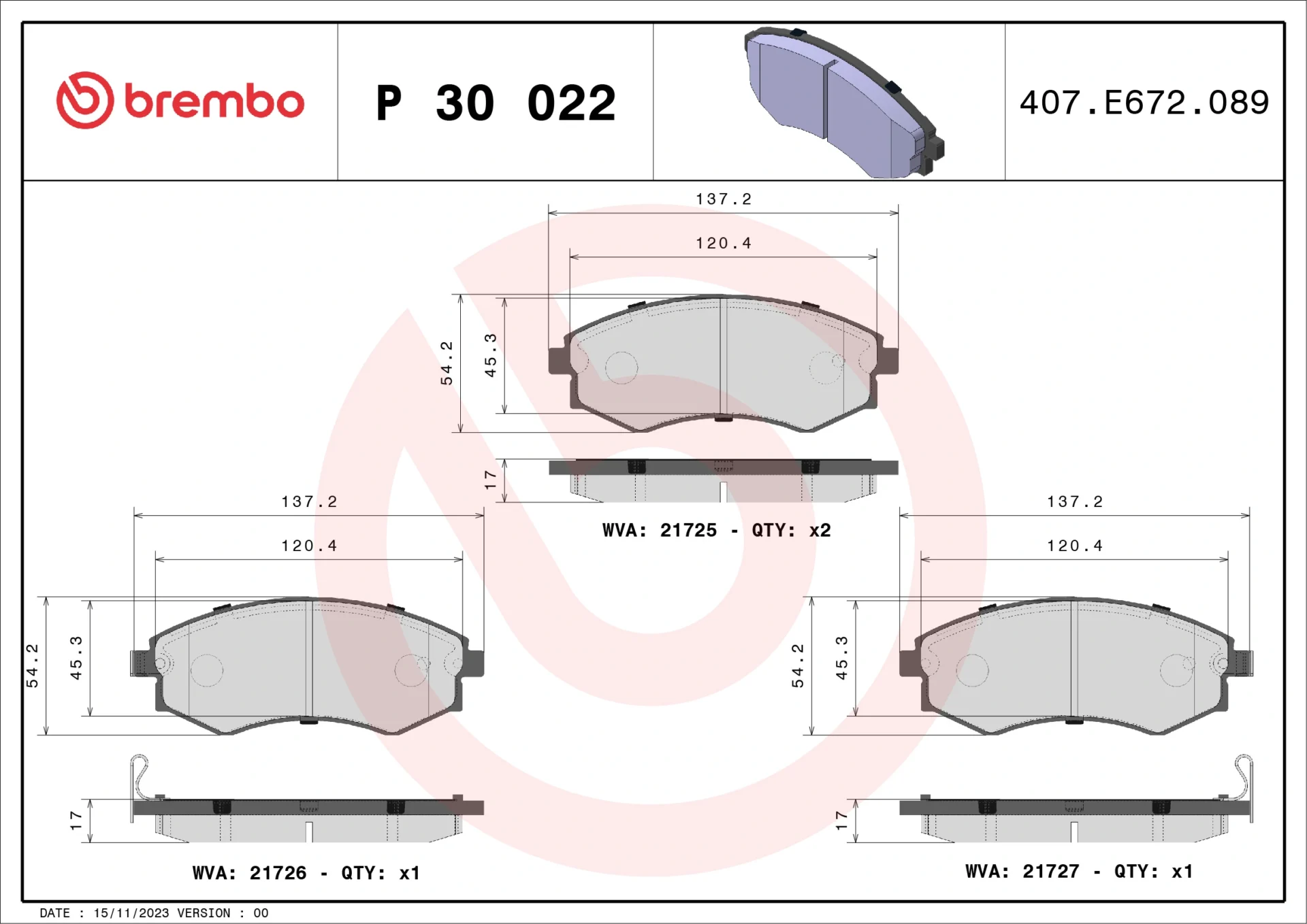 Σετ τακάκια, Δισκόφρενα Brembo P 30 022 για Daewoo, Hyundai, Ssangyong - Amortiseronline - Amortiseronline Σετ τακάκια, Δισκόφρενα brembo p 30 022 για daewoo, hyundai, ssangyong - amortiseronline -