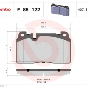 Σετ τακάκια, Δισκόφρενα Brembo P 85 122 για Audi