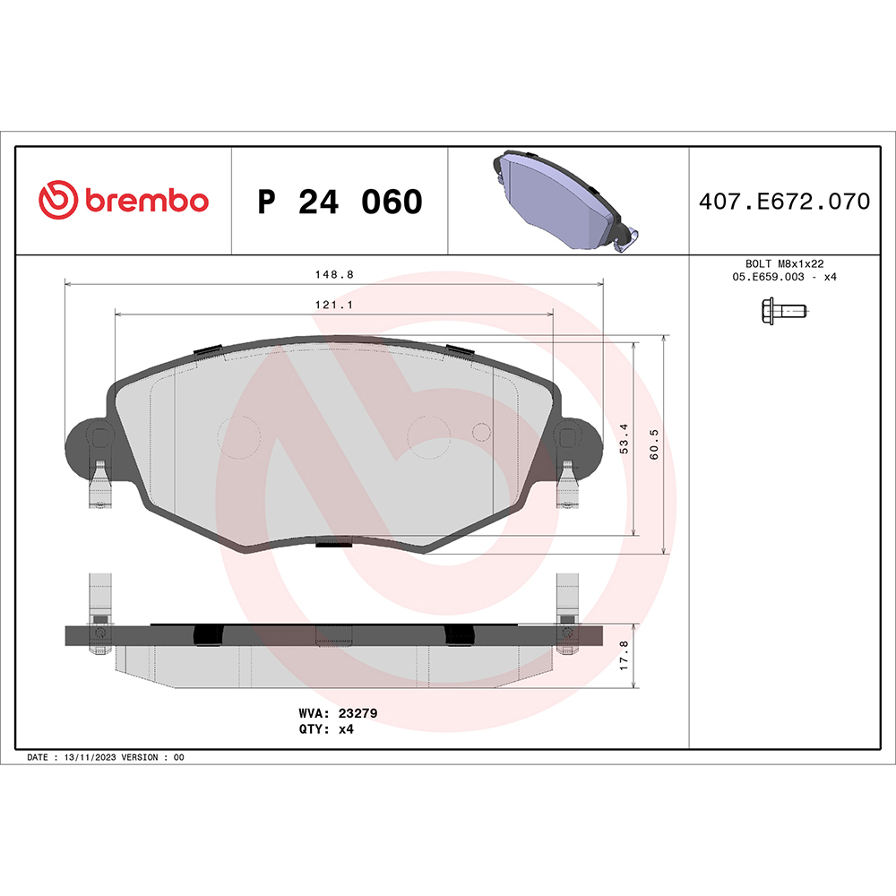 Σετ τακάκια, Δισκόφρενα Brembo P 24 060 για Ford - Amortiseronline - Amortiseronline Σετ τακάκια, Δισκόφρενα brembo p 24 060 για ford - amortiseronline -