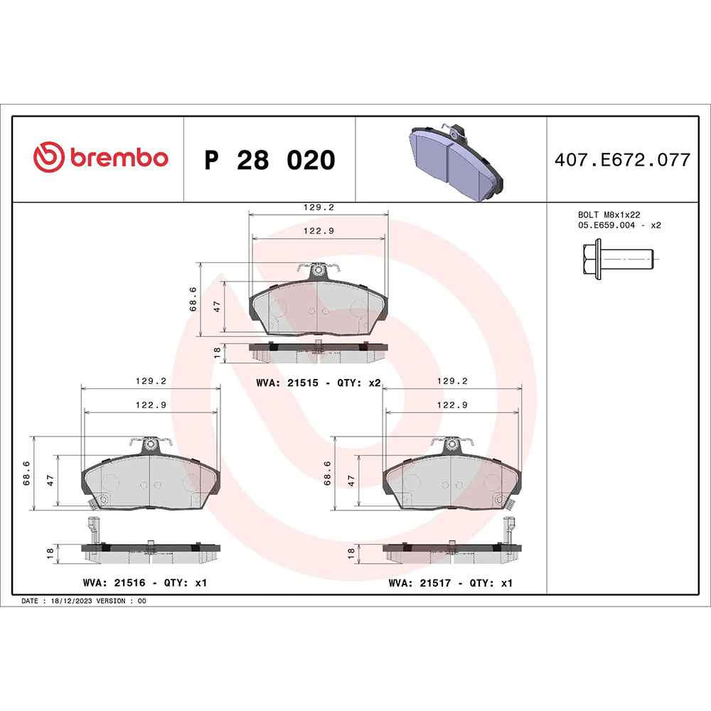 Σετ τακάκια, Δισκόφρενα Brembo P 28 020 για Chrysler, Honda, Rover - Amortiseronline - Amortiseronline Σετ τακάκια, Δισκόφρενα brembo p 28 020 για chrysler, honda, rover - amortiseronline -